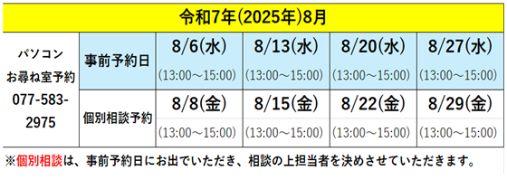 8月予定