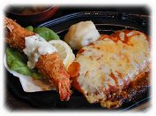 松本 「盛よし」の海老フライ&チーズハンバーグランチ